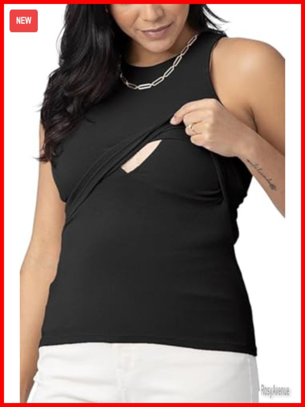 Ribbed Racerback Nursing Tank Top Breastfeeding Maternity